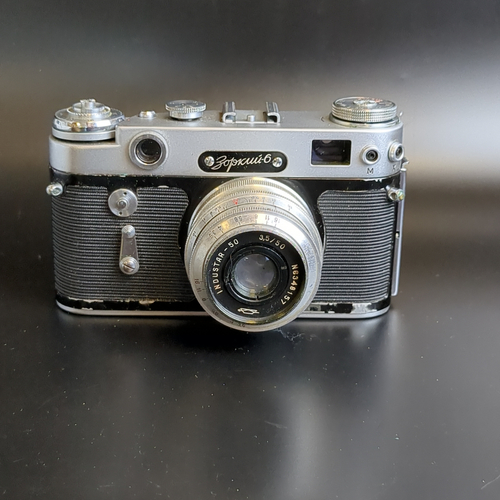 Фотоаппарат "Зоркий-6" с объективом "Индустар-50" в оригинальном кофре, металл, стекло, пластик, кожа, Красногорский механический завод (КМЗ), СССР, 1959-1966 гг.