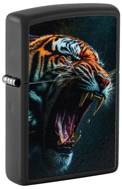 Зажигалка ZIPPO Tiger Roar Design с покрытием Black Matte, латунь/сталь, черная, 38x13x57 мм, шт