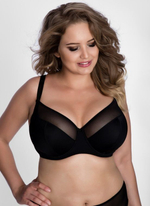 Бюстгальтер на косточках с чашками plus size из микрофибры и сетки (Размер: 110D) (Цвет: телесный)