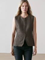 Жилет из 100% льна с пуговицами - MASSIMO DUTTI