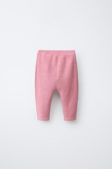 ZARA ТРИКОТАЖНЫЕ БРЮКИ С АППЛИКАЦИЕЙ-БАБОЧКОЙ, МЯГКИЙ РОЗОВЫЙ