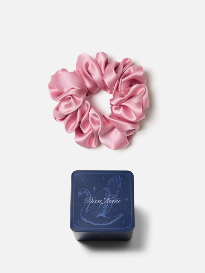 Большая шелковая резинка для волос PINK PEONY