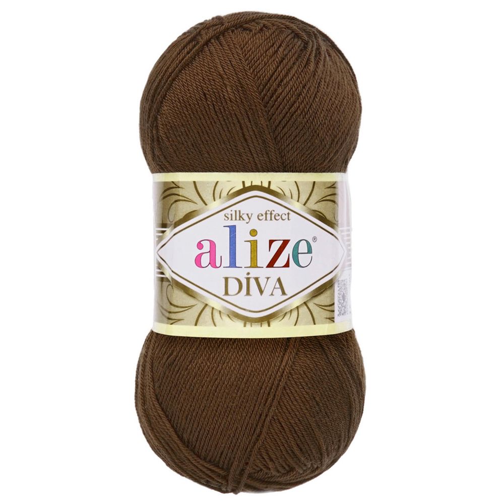 Пряжа Alize (Ализе) Diva / уп.5 мот. по 100 г, 350м, 026 коричневый A