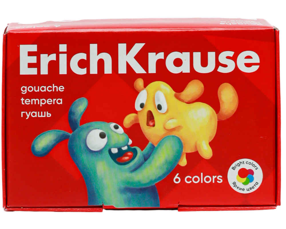 Гуашь ErichKrause Jolly Friends 6 цветов по 20 мл (в коробке 6 шт) Арт-61413