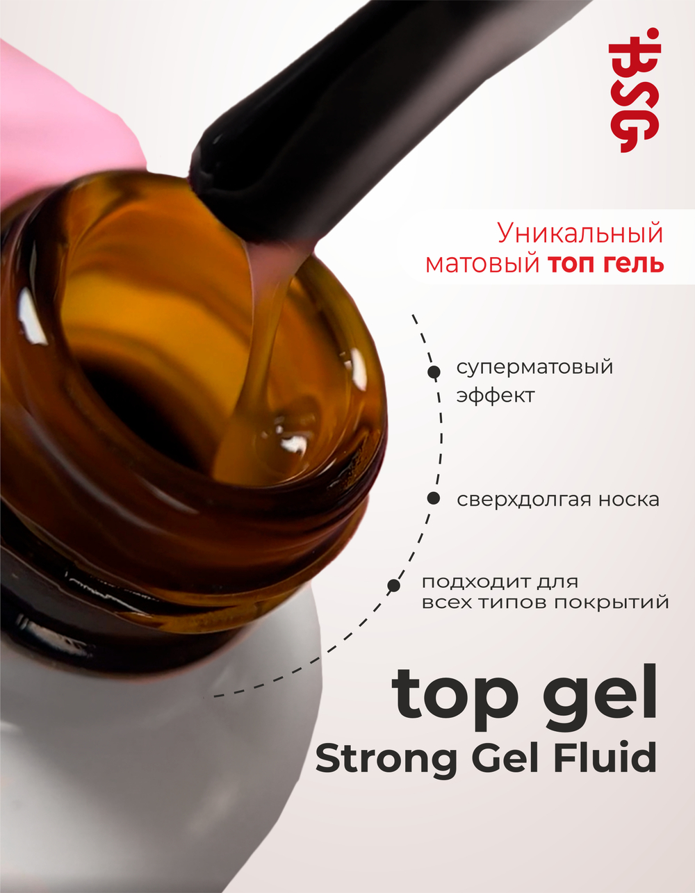 BSG Завершающий топ для ногтей Strong Matte матовый, прозрачный (20 мл)