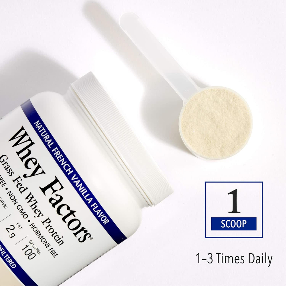 Natural Factors, Whey Factors, сывороточный протеин травяного откорма, натуральная французская ваниль, 340 г (12 унций)