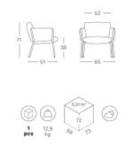 Кресло лаунж металлическое c подушками Scab Design Brezza Lounge, мокко, розовый