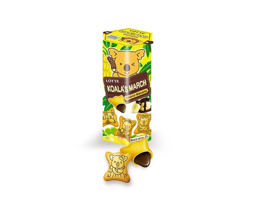 Печенье Koalas March Choco Banana с шоколадно-банановой начинкой х/к 37 гр