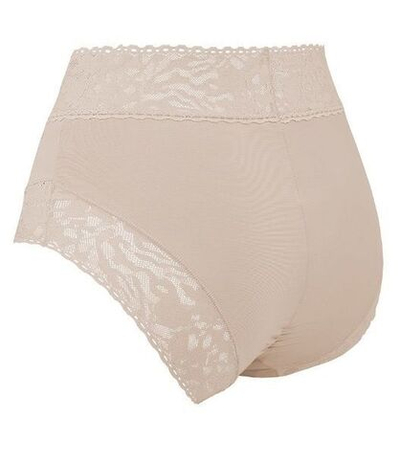 Высокие трусики-слипы с кружевной отделкой Soft lace (Размер: XL) (Цвет: телесный)