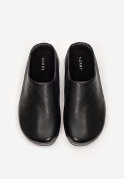 mule black leather