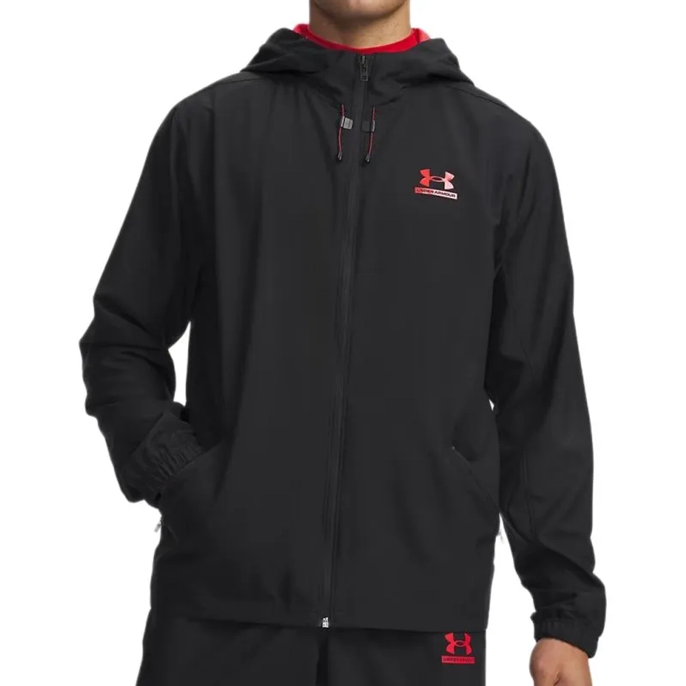Женская Кофта теннисная Under Armour Tech Sport Woven - black/racer red