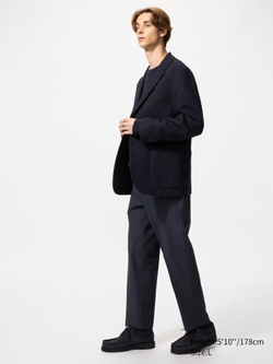 UNIQLO БРЮКИ ДЛИНОЙ ДО ЩИКОЛОТКИ, ТЕМНО-СИНИЙ