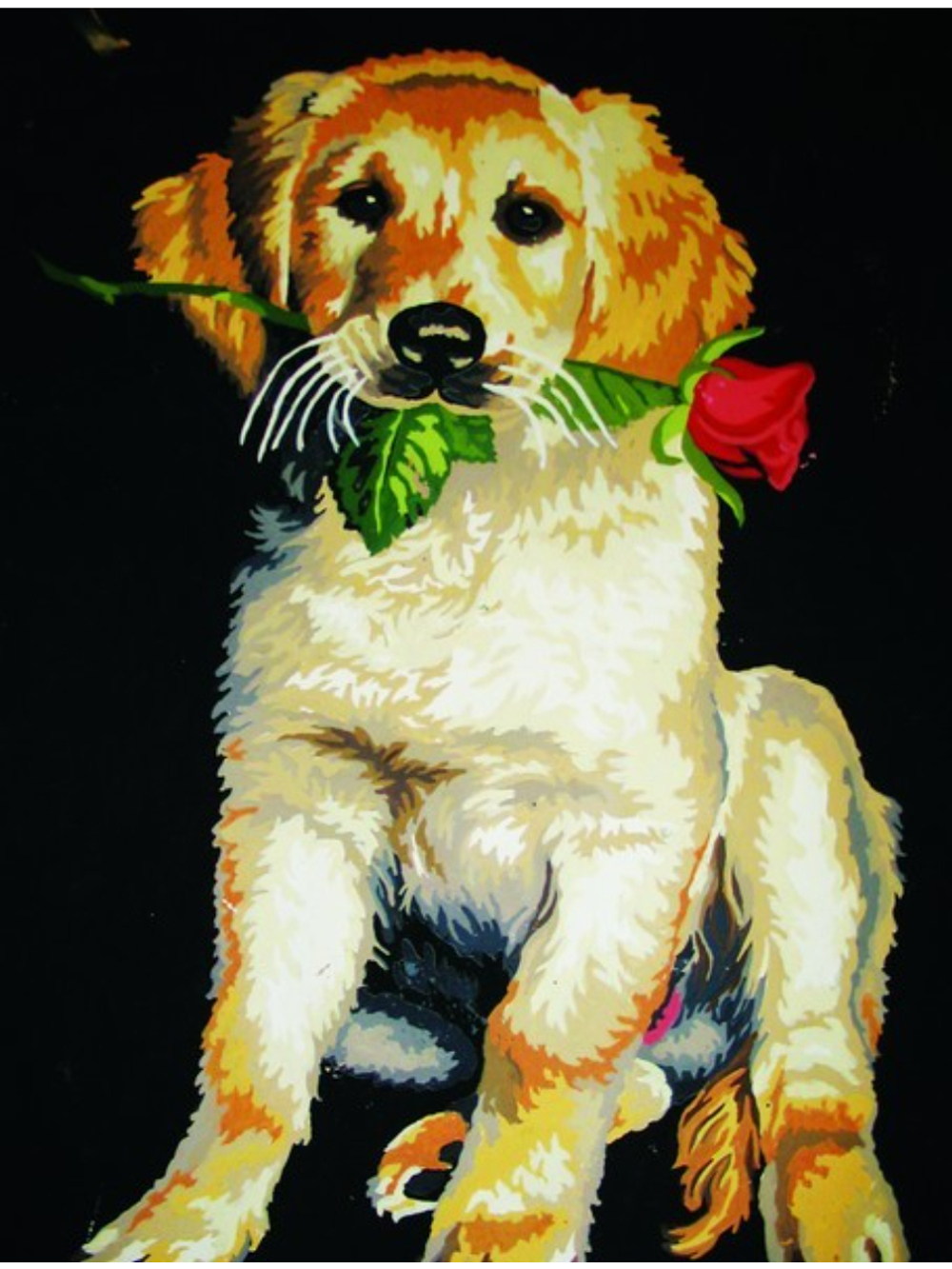 "Щенок с розой"-10404 канва с рисунком