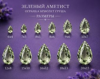 Зеленый Аметист Огранка бриолет Груша