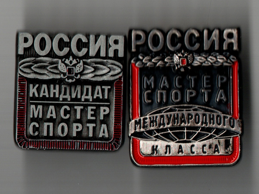 Комплект из 2 нагрудных знаков. Мастер спорта международного Класса России и Кандидат мастера спорта России