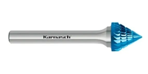 Борфреза твердосплавная Karnasch форма K (зенкер 90°), 3х3х3х38 мм, универсальная насечка HP-3, покрытие Blue-Tec, арт. 11.5111-005