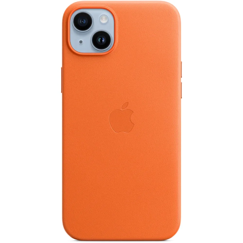Кожаный чехол с поддержкой MagSafe Apple Leather Case для iPhone 14 Plus, Orange (Оранжевый)