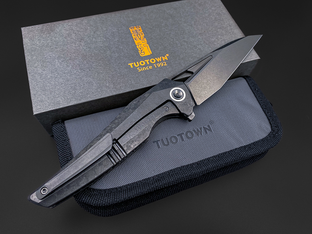 Складной нож Magpie M390 CrystalTi black DLC stonewash