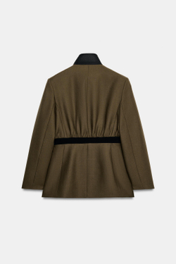 ZARA ПРИТАЛЕННАЯ КУРТКА ИЗ 100% ШЕРСТИ — ZW COLLECTION, ПЫЛЬНЫЙ ХАКИ