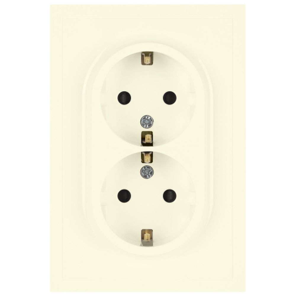 Розетка ЭРА Galaxy 15-2105-02 с заземлением двойная 2X2P+E Schuko со шторками IP20 16А-250В слоновая кость | Эра Galaxy