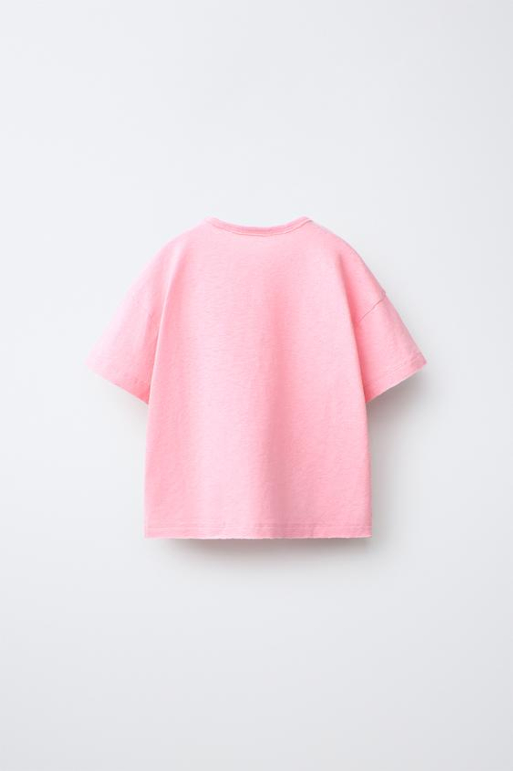 ZARA ФУТБОЛКА ИЗ ХЛОПКА И ЛЬНА, РОЗОВЫЙ