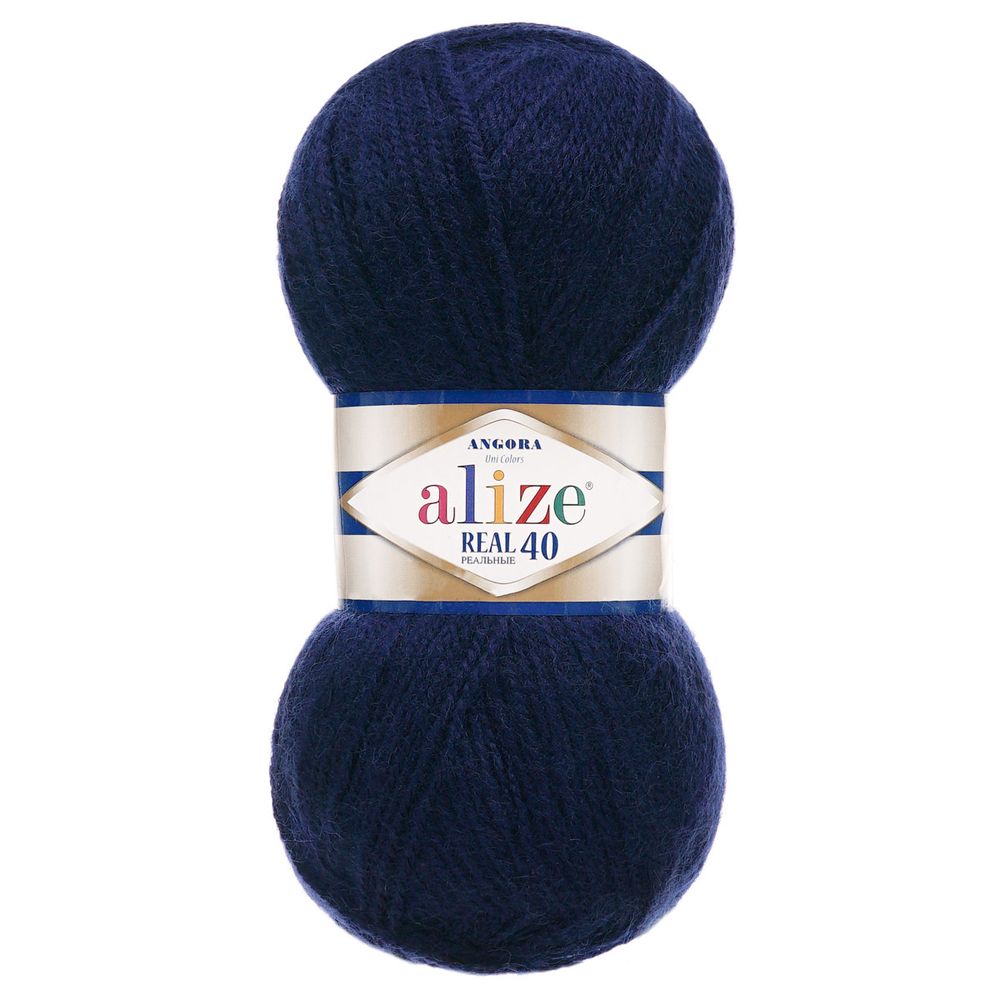 Пряжа Alize (Ализе) Angora Real 40 / уп.5 мот. по 100 г, 430 м, 58 темно-синий