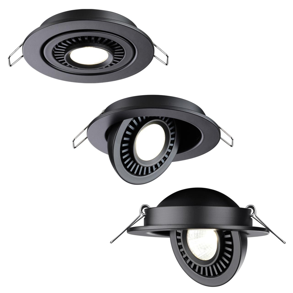 358816 SPOT NT21 530 черный Светильник встраиваемый светодиодный IP20 LED 9W 770Лм 4000K 220V GESSO