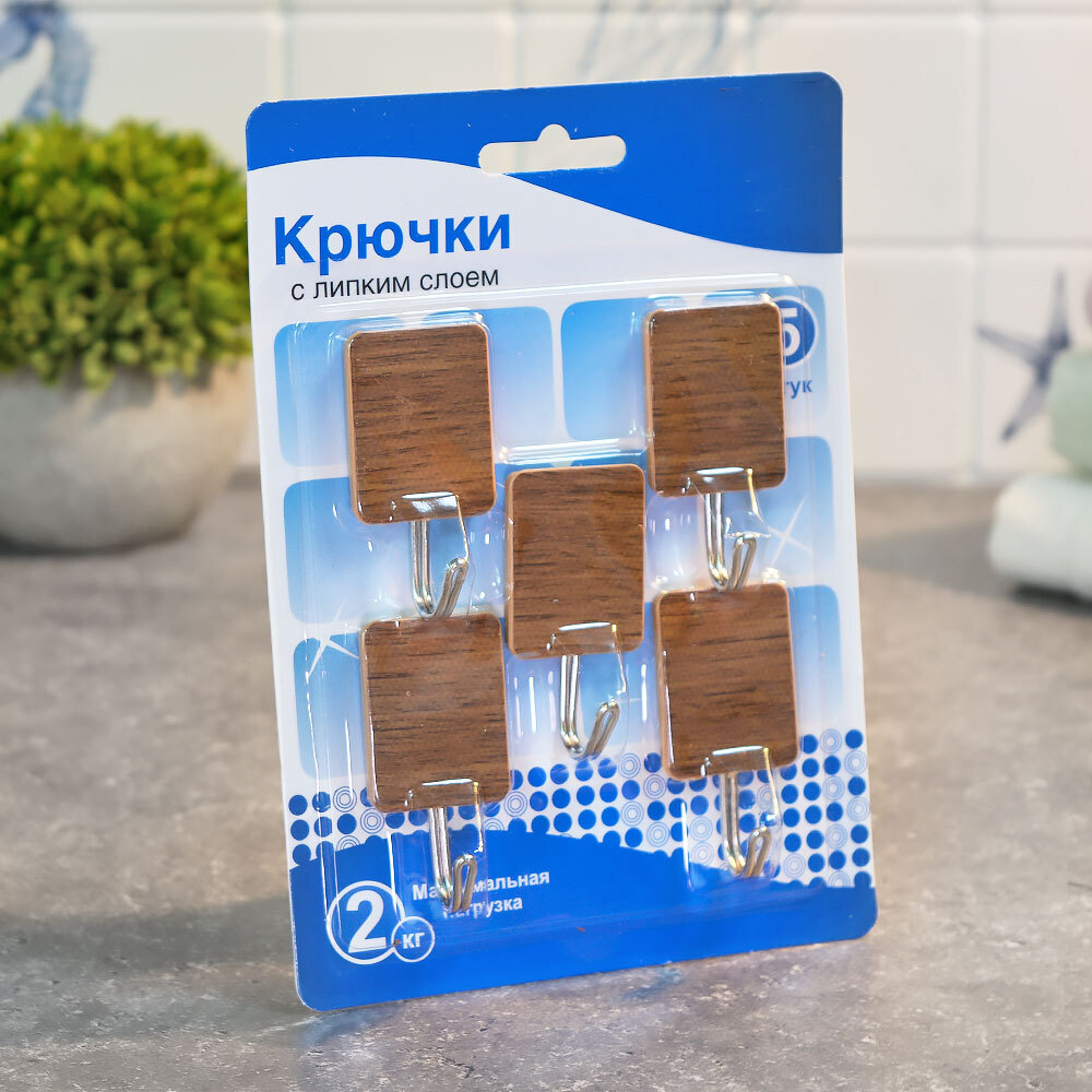 Крючок самоклеящийся 5шт "Идея дома", нагрузка 2кг