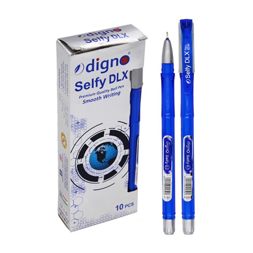 Ручка шариковая, масляная, Digno, синие чернила, серия "SELFY DLX", синий корпус, 10 шт Ручка шариковая, масляная, Digno, синие чернила, серия "SELFY DLX", синий корпус, 10 шт