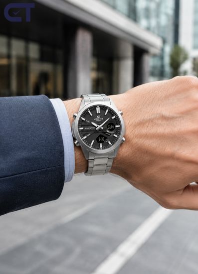 CASIO EFV-C120D-1A4DF EDIFICE мужские наручные часы — компактная аналогово-цифровая модель с 10-летней батареей