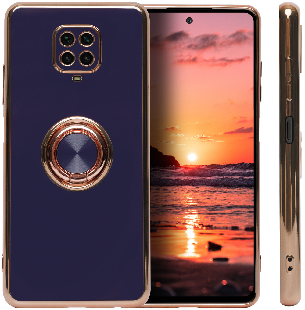 Стильный глянцевый чехол для XIAOMI REDMI NOTE 9 PRO/ 9S/ POCO M2 PRO с кольцом-подставкой и бархатной подкладкой