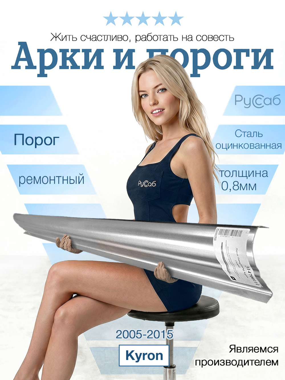 Порог SsangYoung Kyron (0,8мм)