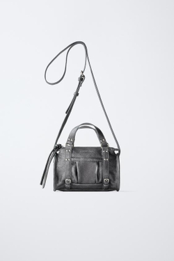 ZARA МЕТАЛЛИЧЕСКАЯ СУМКА, СЕРЫЙ