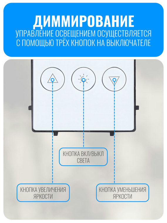 Умный сенсорный Wi-Fi выключатель диммер Smart Aura серия Classic без рамки