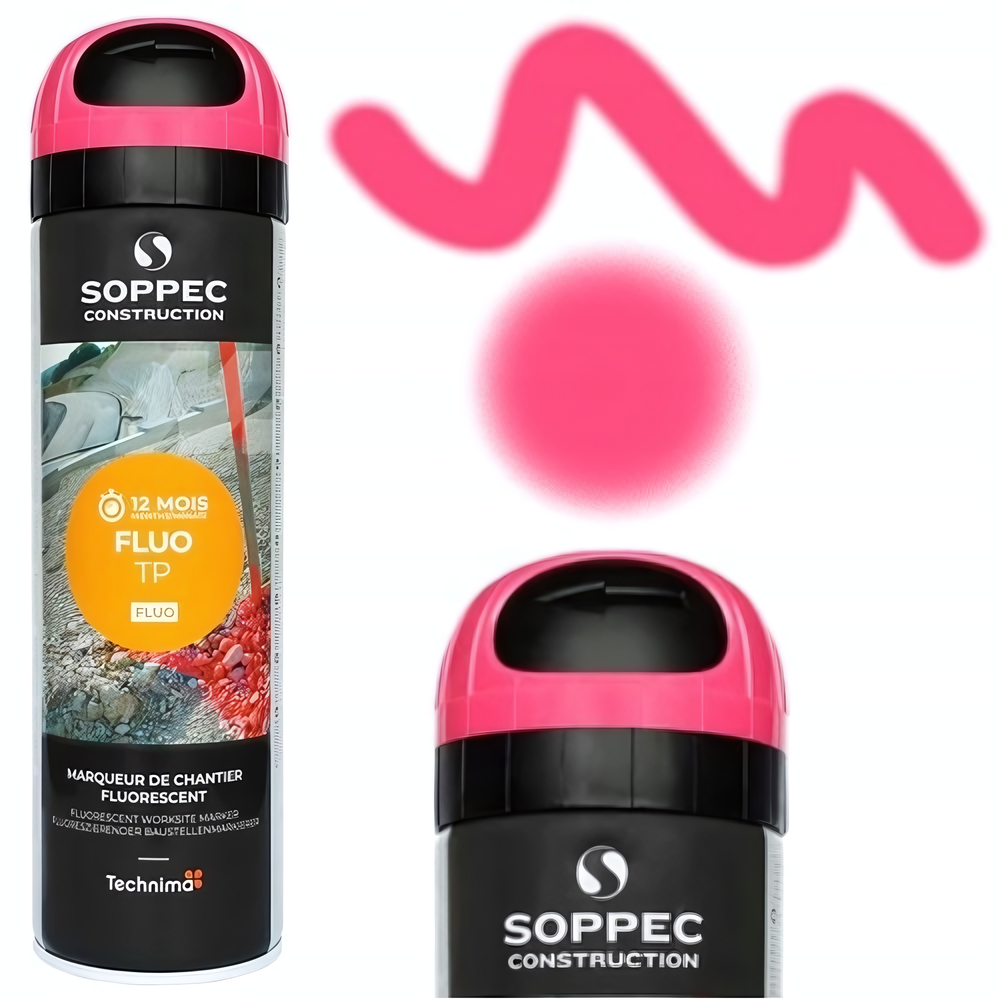 Маркер Флуоресцентная краска аэрозоль Soppec Fluo TP строительный