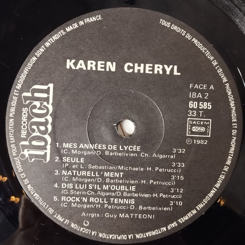 Винтажная виниловая пластинка LP Karen Cheryl (France 1982)