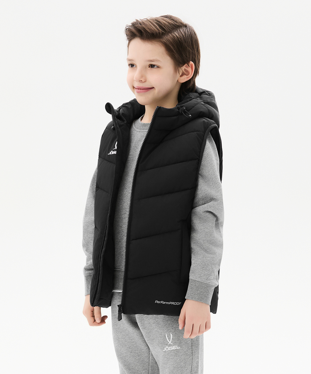 Жилет утепленный c капюшоном JÖGEL ESSENTIAL PerFormPROOF Padded Hooded Vest, черный, детский