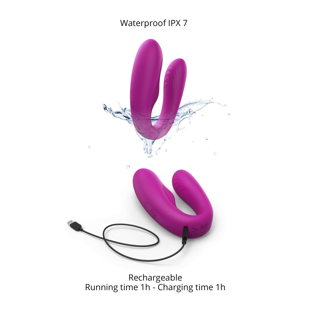 Лиловый вибратор для пар Match Up Couple Vibrator with Remote Control (Цвет: лиловый)