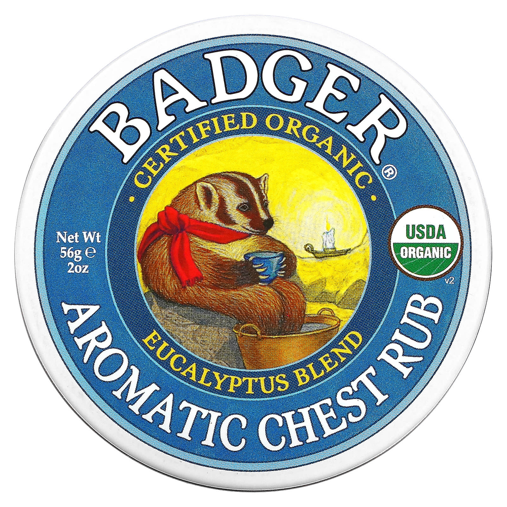 Badger, ароматическая мазь для грудной клетки, эвкалипт и мята, 56  (2 унции)