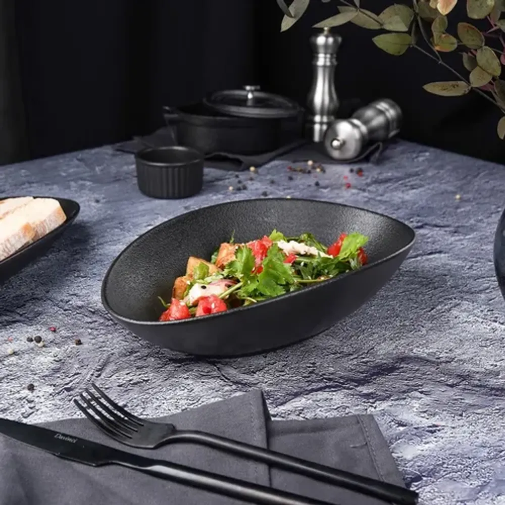 Салатник 700 мл 25*16 см h6,4 см Wave Up Smooth Black Raw Stellar P.L. Proff Cuisine [1]