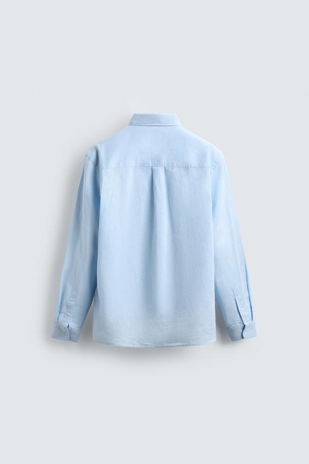 ZARА РУБАШКА REGULAR FIT ИЗ ЛЬНА И ХЛОПКА, НЕБЕСНО-ГОЛУБОЙ