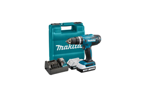 Аккумуляторная ударная дрель-шуруповерт Makita 18 В, 1400 об/мин, 21000 уд/мин, с 2 АКБ 2 Ач и ЗУ, в кейсе, HP488D006