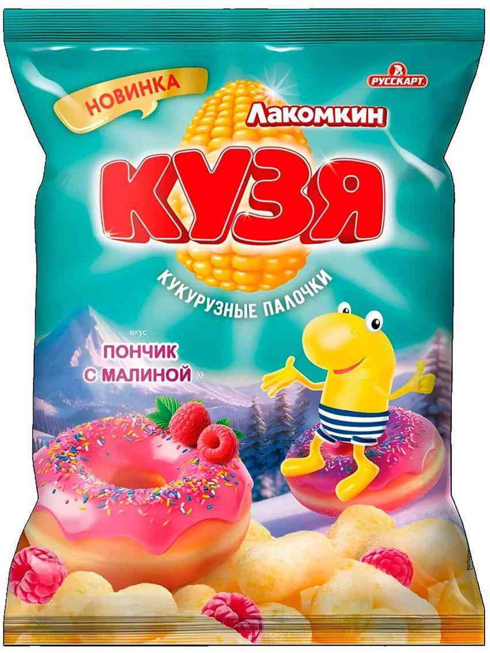 Кукурузные палочки Кузя Лакомкин со вкусом Малиновый Пончик 100г