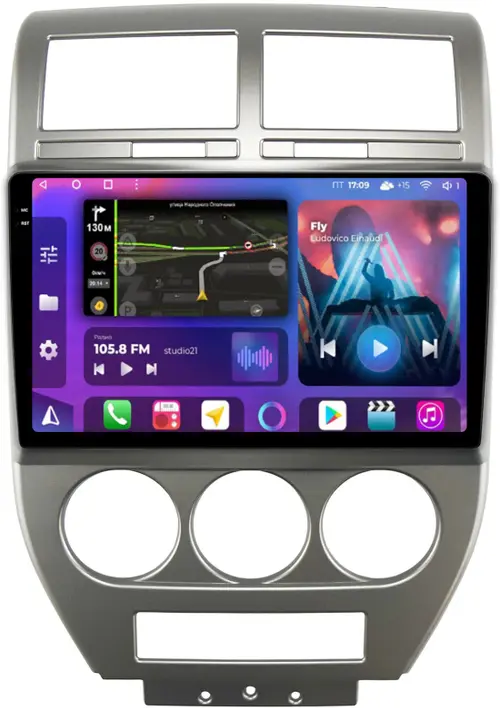 Магнитола для Jeep Compass 2006-2010 - FarCar BM10-2K-9615 монитор 10.36" 2K QLED на Android 14, Быстрая, CarPlay, 4G SIM-слот
