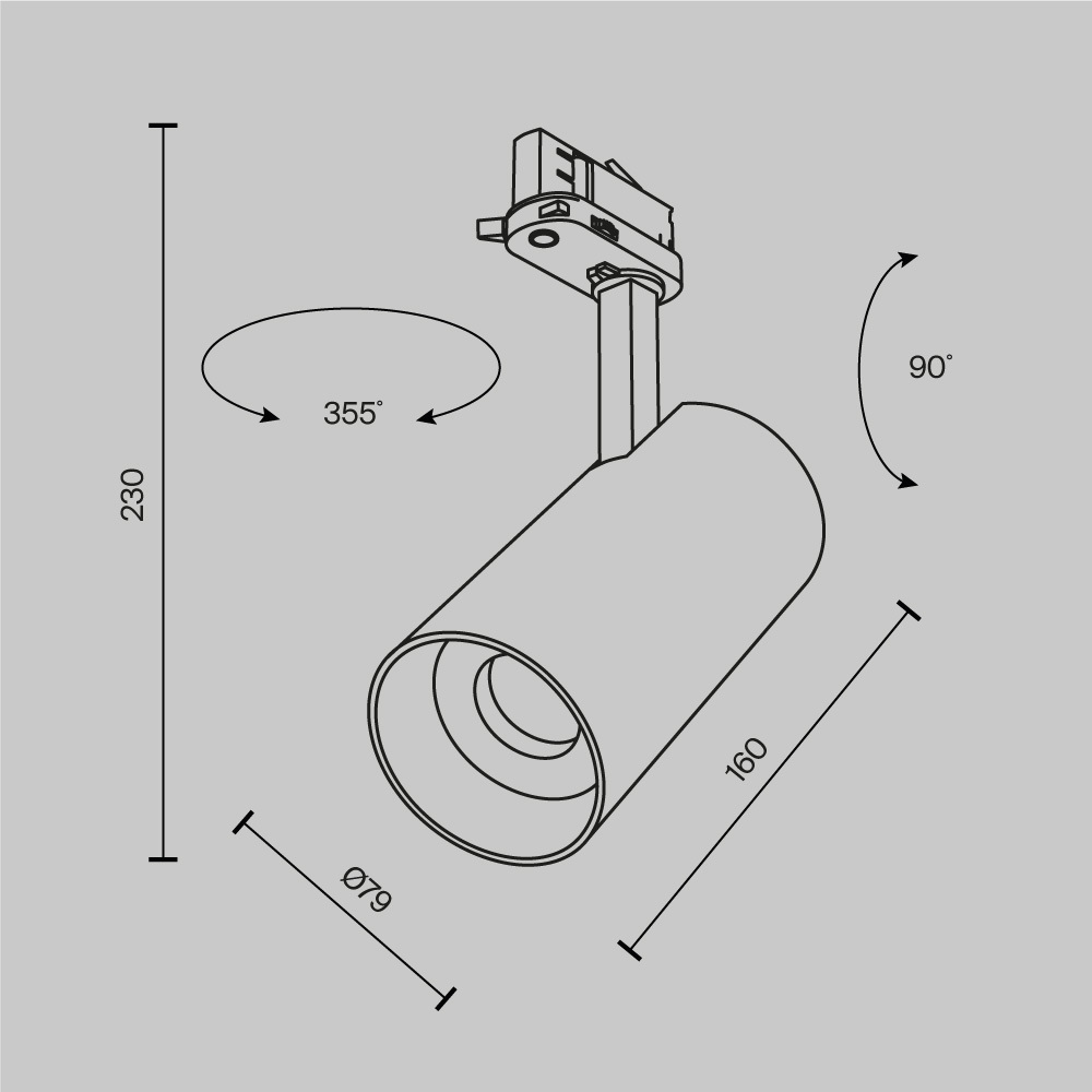 Трехфазный трековый светодиодный светильник Maytoni Focus Led TR197-3-30WCCT-M-B