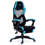 Игровое кресло из ткани черно-голубое