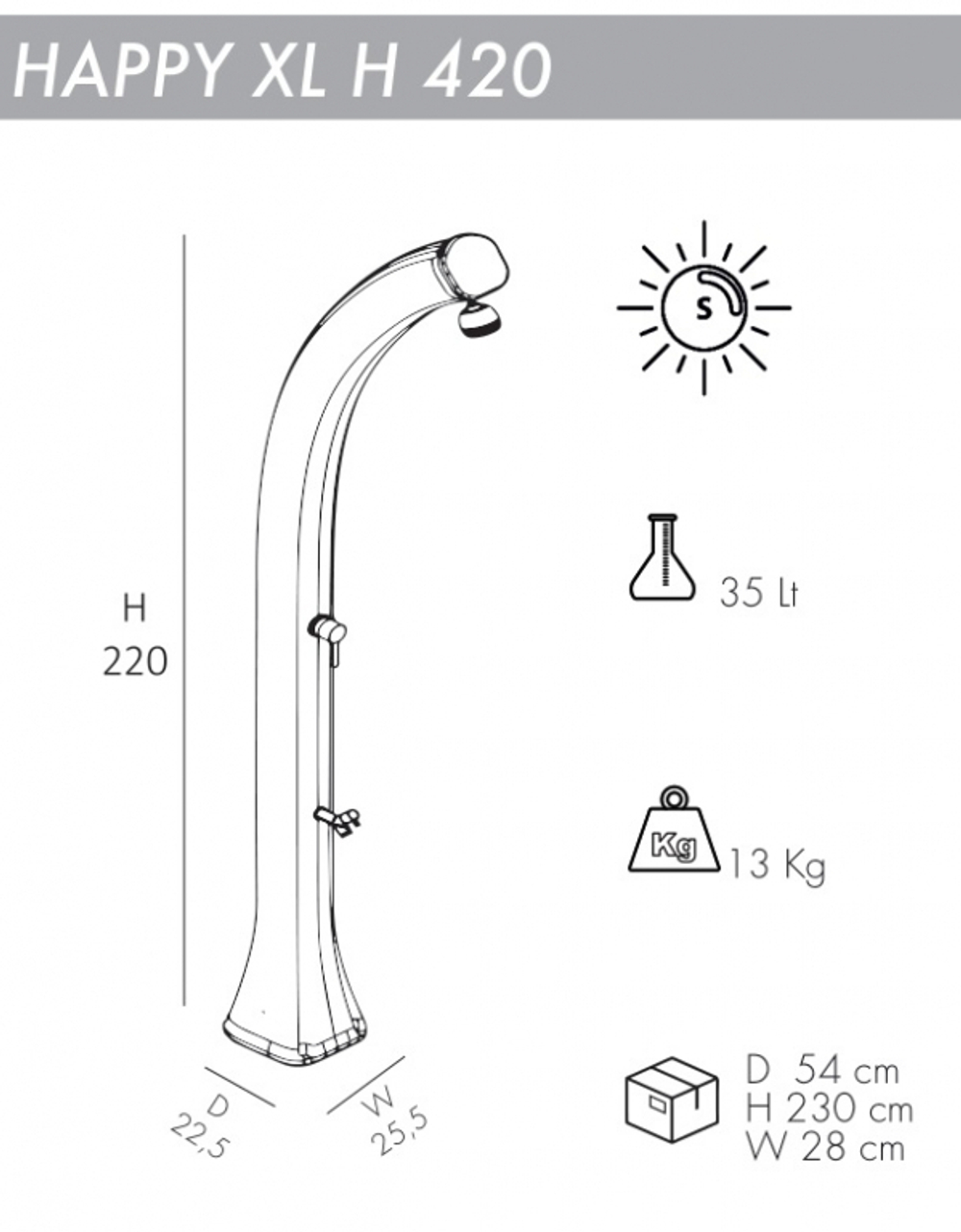 Душ солнечный Arkema Happy XL H 420, синий