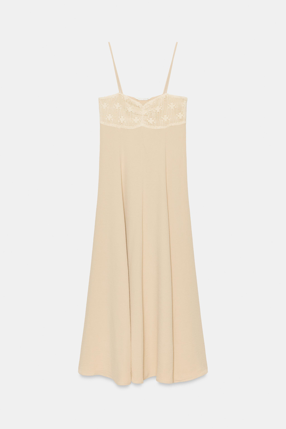 КОМБИНИРОВАННОЕ ПЛАТЬЕ МИДИ НА БРЕТЕЛЯХ — ZARA