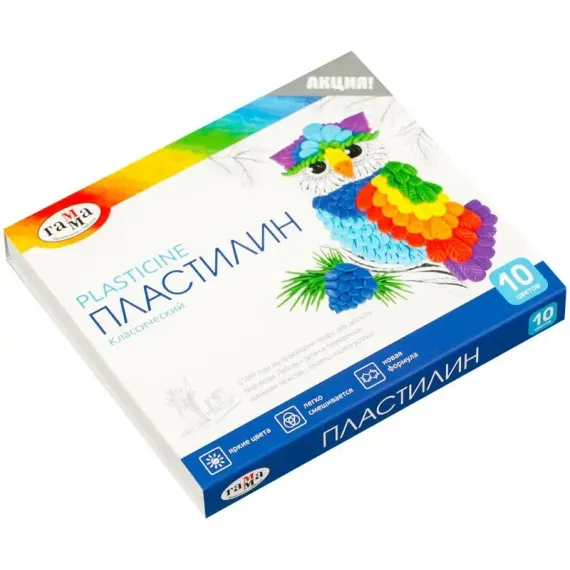 Пластилин 10 цв. "Классический" 200г, стек