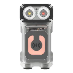 Фонарь Wuben X3 Pro, белый - вид спереди, прозрачный корпус и два светодиода